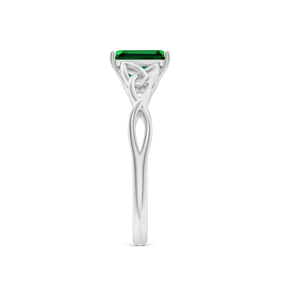 7x5mm Labgrown Lab-Grown Emerald-Cut Emerald Celtic Knot Engagement Ring in White Gold side 299