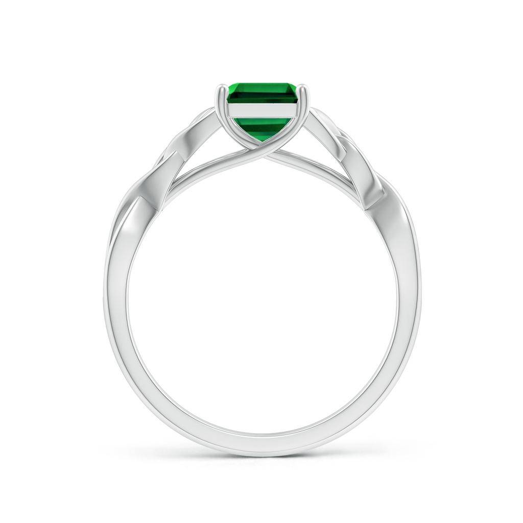 8x6mm Labgrown Lab-Grown Emerald-Cut Emerald Celtic Knot Engagement Ring in 18K White Gold - side 199
