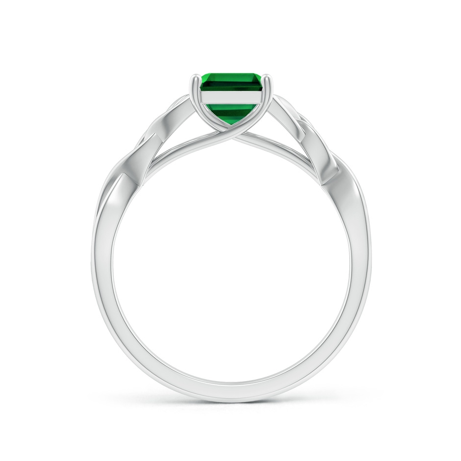 8x6mm Labgrown Lab-Grown Emerald-Cut Emerald Celtic Knot Engagement Ring in 18K White Gold side 199