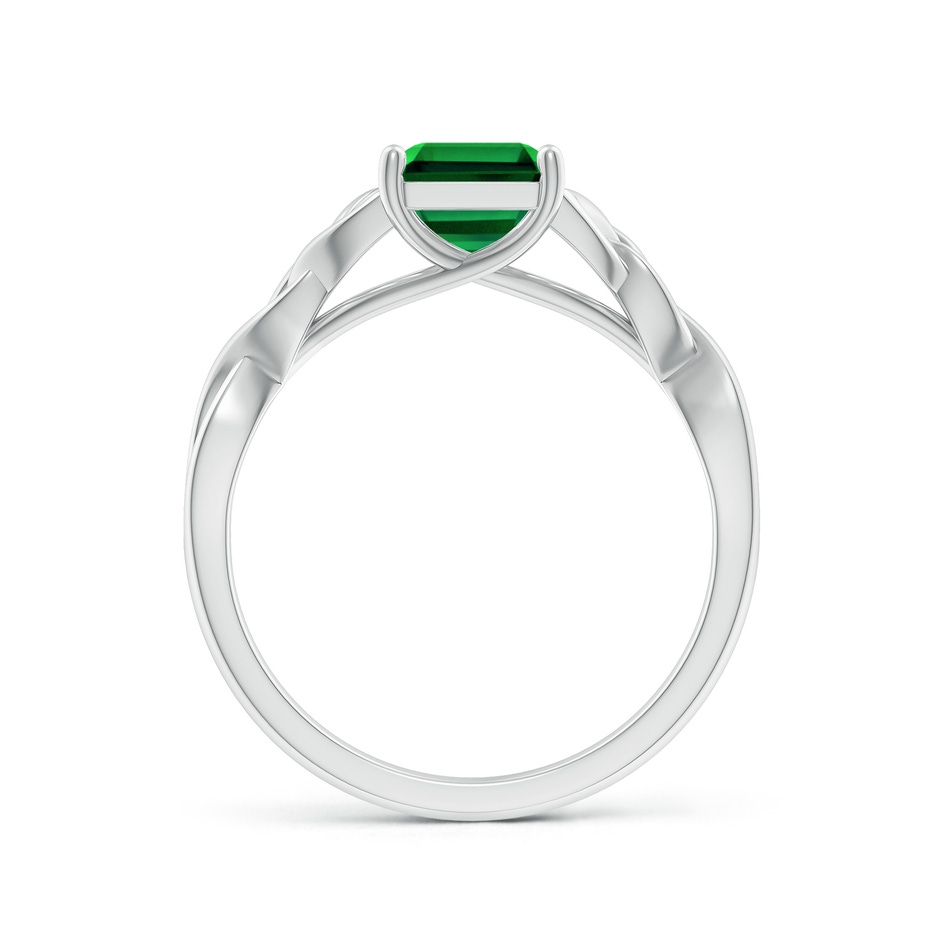 9x7mm Labgrown Lab-Grown Emerald-Cut Emerald Celtic Knot Engagement Ring in White Gold side 199