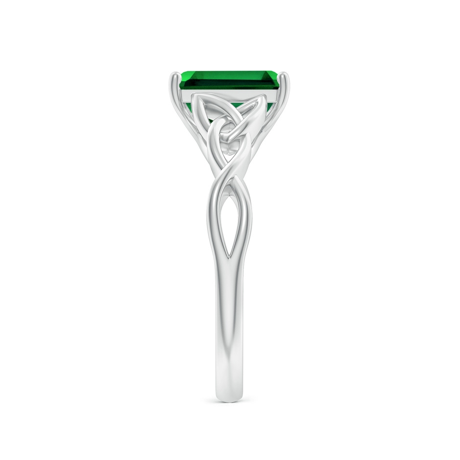 9x7mm Labgrown Lab-Grown Emerald-Cut Emerald Celtic Knot Engagement Ring in White Gold side 299