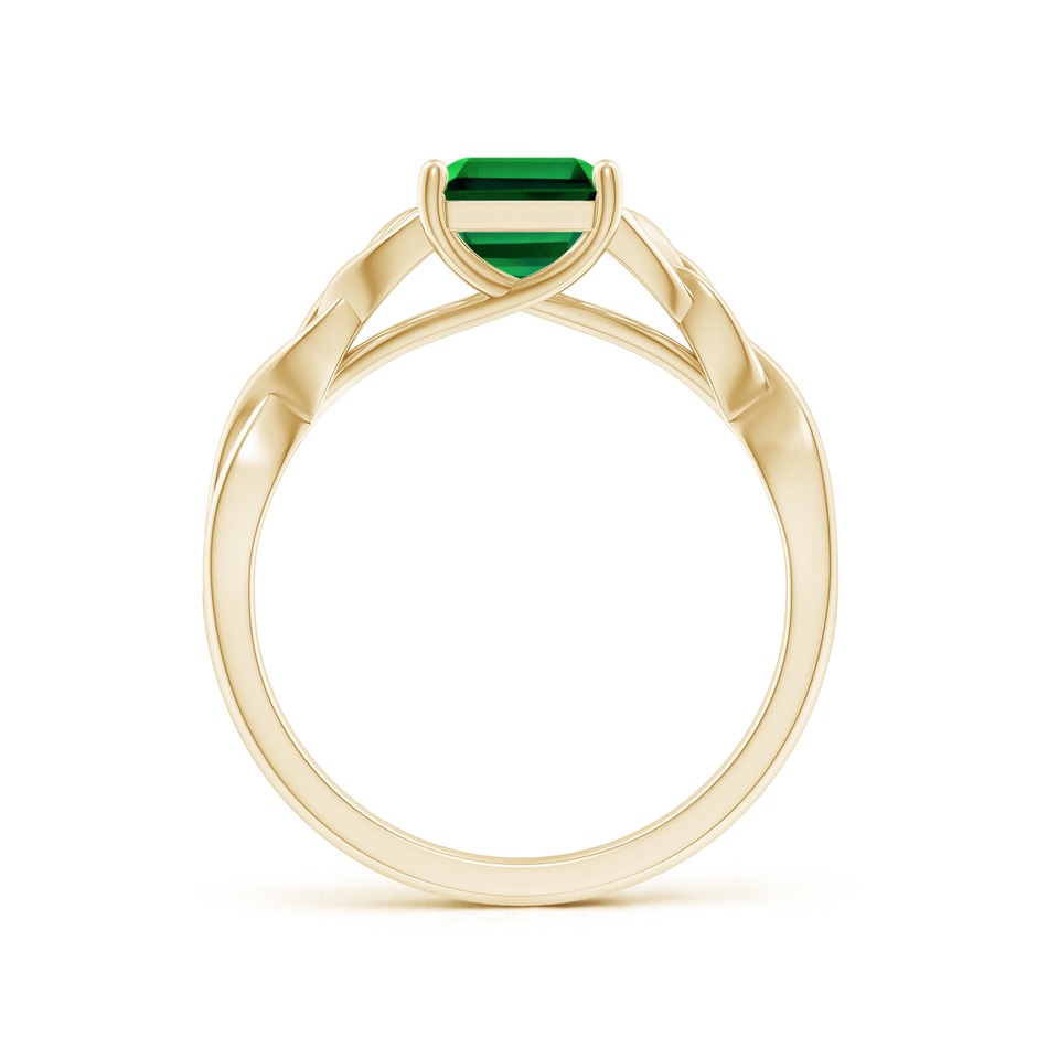 9x7mm Labgrown Lab-Grown Emerald-Cut Emerald Celtic Knot Engagement Ring in Yellow Gold side 199