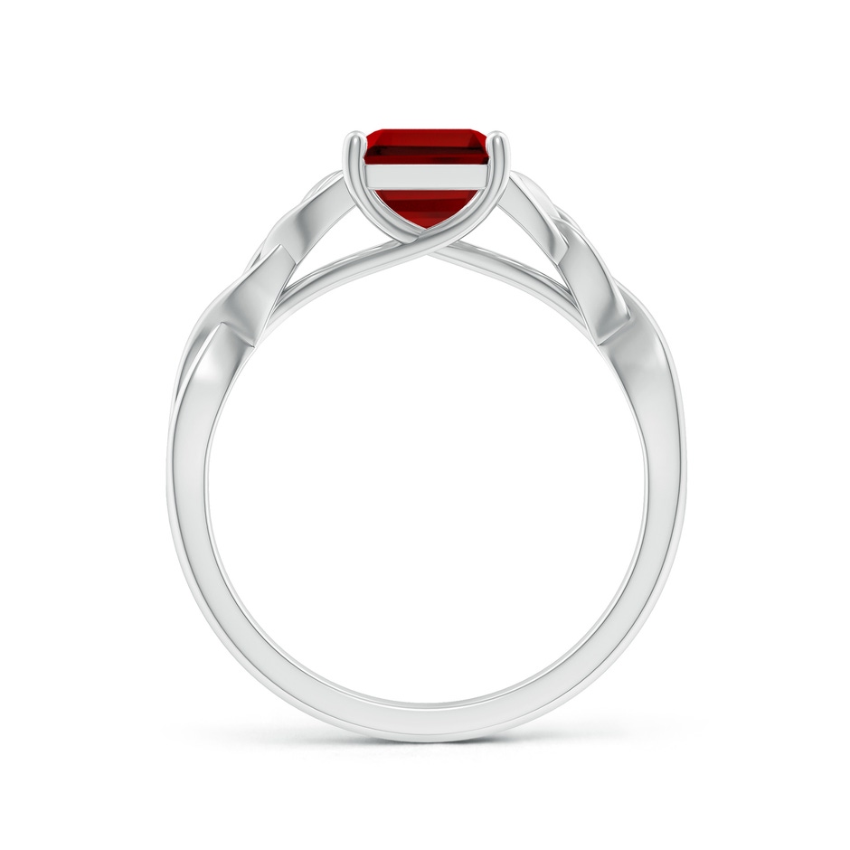 9x7mm Labgrown Lab-Grown Emerald-Cut Ruby Celtic Knot Engagement Ring in White Gold side 199