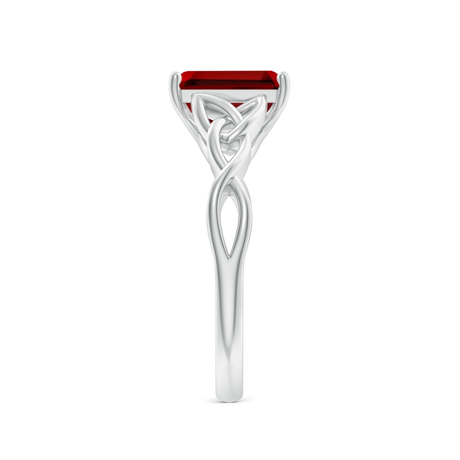 9x7mm Labgrown Lab-Grown Emerald-Cut Ruby Celtic Knot Engagement Ring in White Gold side 299