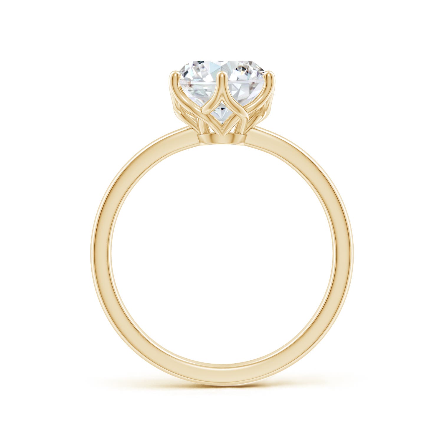 8mm FGVS Six Prong-Set Round Lab-Grown Diamond Solitaire Classic Engagement Ring in 18K Yellow Gold