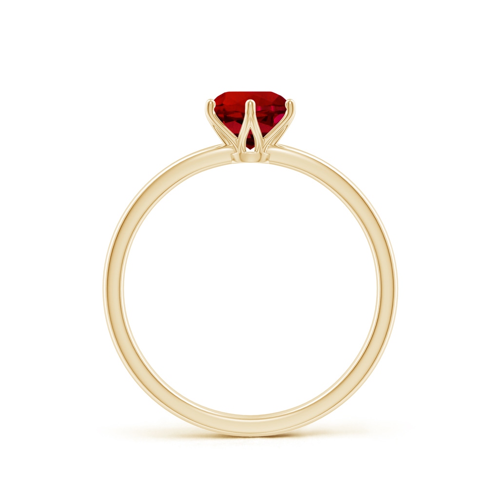 6mm Labgrown Lab-Grown Round Ruby Solitaire Classic Engagement Ring in Yellow Gold - side 199