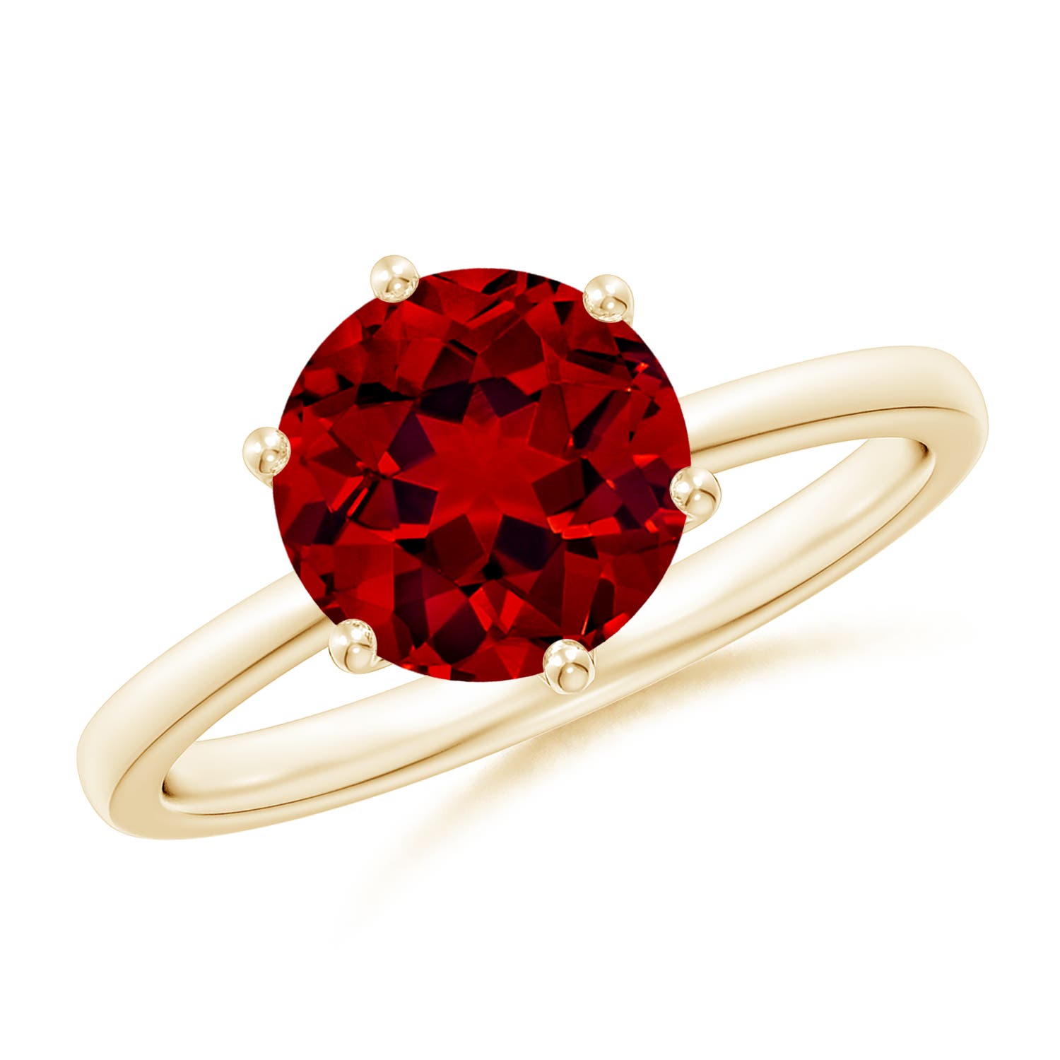 8mm Labgrown Lab-Grown Round Ruby Solitaire Classic Engagement Ring in 18K Yellow Gold
