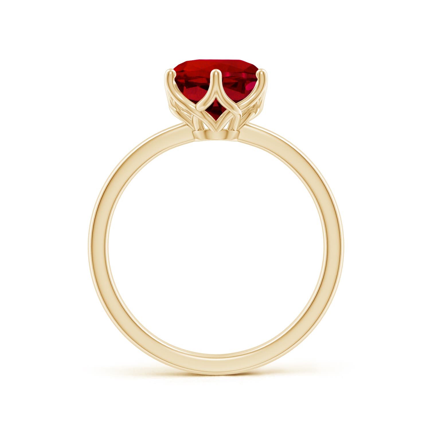 8mm Labgrown Lab-Grown Round Ruby Solitaire Classic Engagement Ring in 18K Yellow Gold