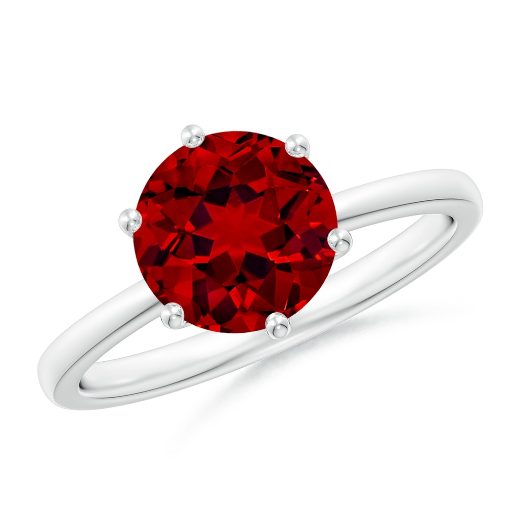 8mm Labgrown Lab-Grown Round Ruby Solitaire Classic Engagement Ring in White Gold