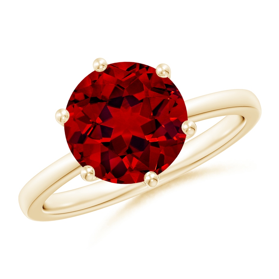 9mm Labgrown Lab-Grown Round Ruby Solitaire Classic Engagement Ring in 18K Yellow Gold 