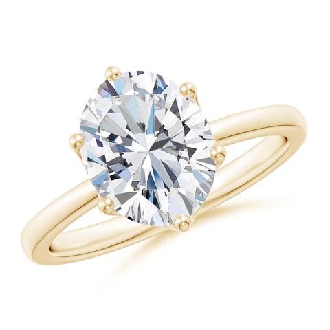 10x8mm FGVS Lab-Grown Oval Diamond Solitaire Classic Engagement Ring in Yellow Gold