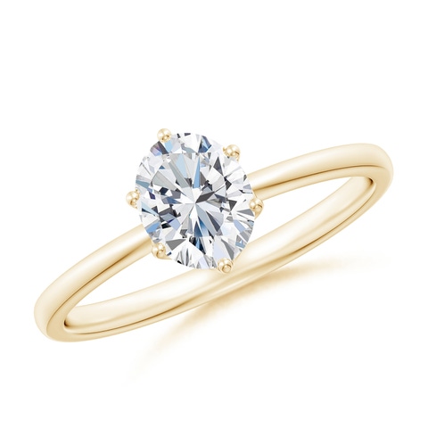 7x5mm FGVS Lab-Grown Oval Diamond Solitaire Classic Engagement Ring in 18K Yellow Gold