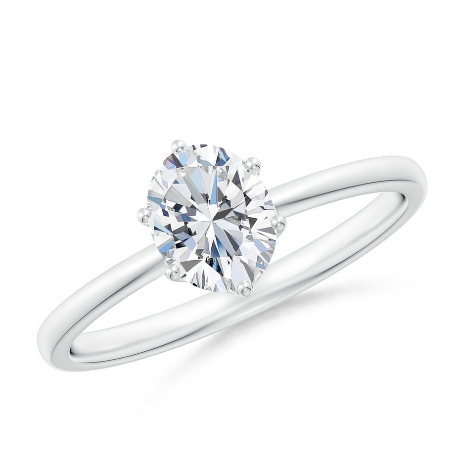 7x5mm FGVS Lab-Grown Oval Diamond Solitaire Classic Engagement Ring in White Gold 
