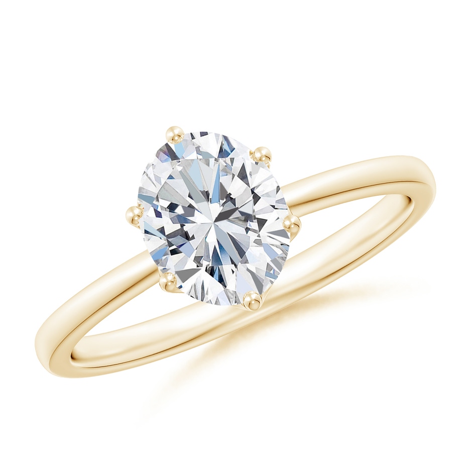 8x6mm FGVS Lab-Grown Oval Diamond Solitaire Classic Engagement Ring in 10K Yellow Gold 