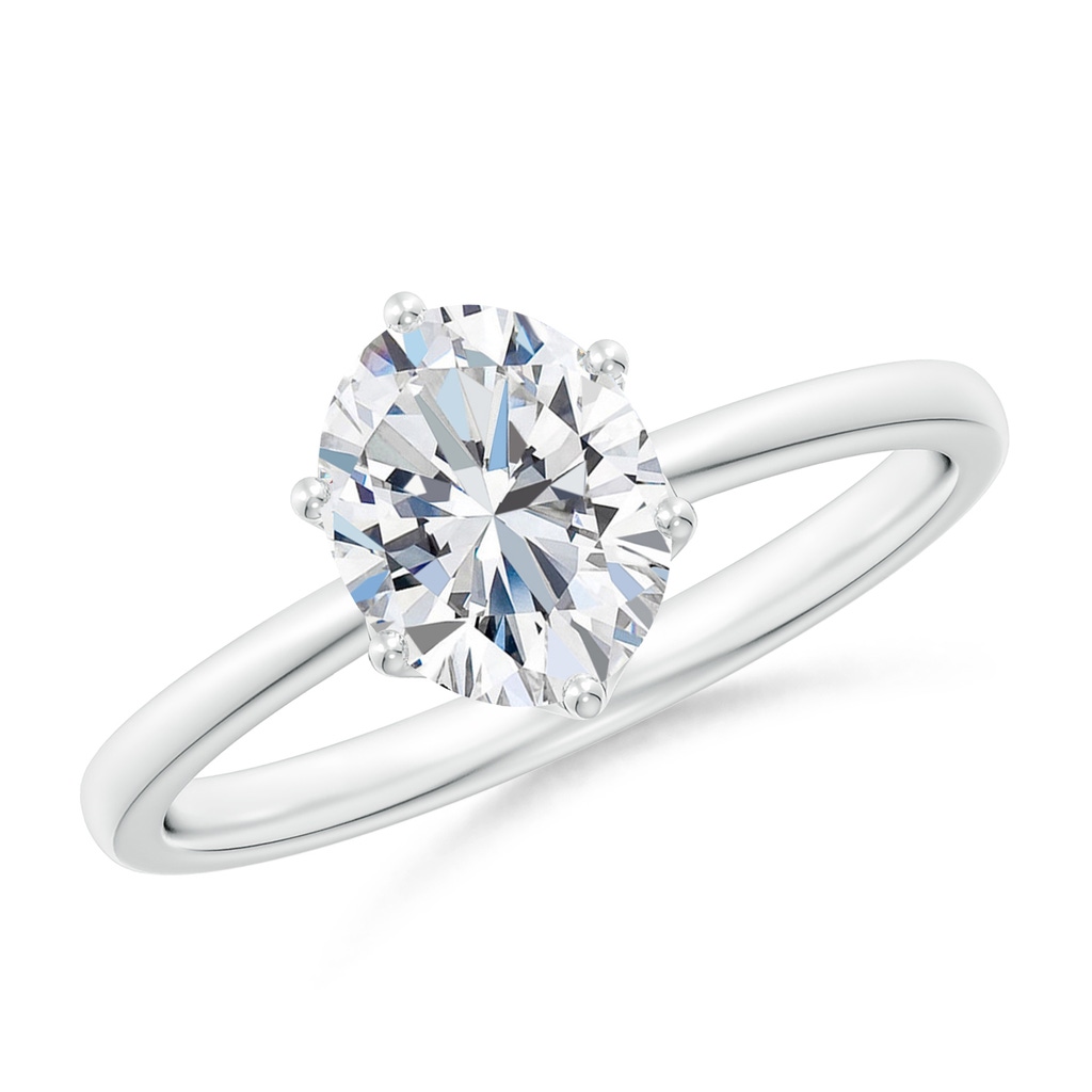 8x6mm FGVS Lab-Grown Oval Diamond Solitaire Classic Engagement Ring in 18K White Gold