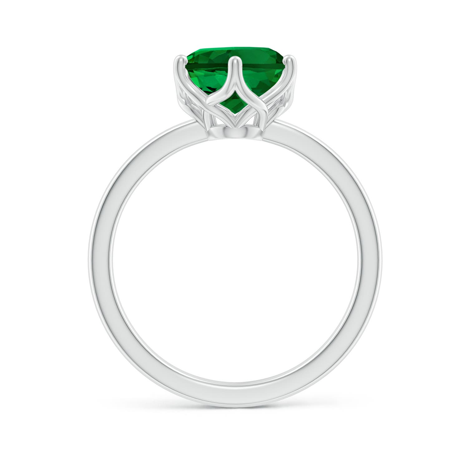 10x8mm Labgrown Lab-Grown Oval Emerald Solitaire Classic Engagement Ring in 18K White Gold