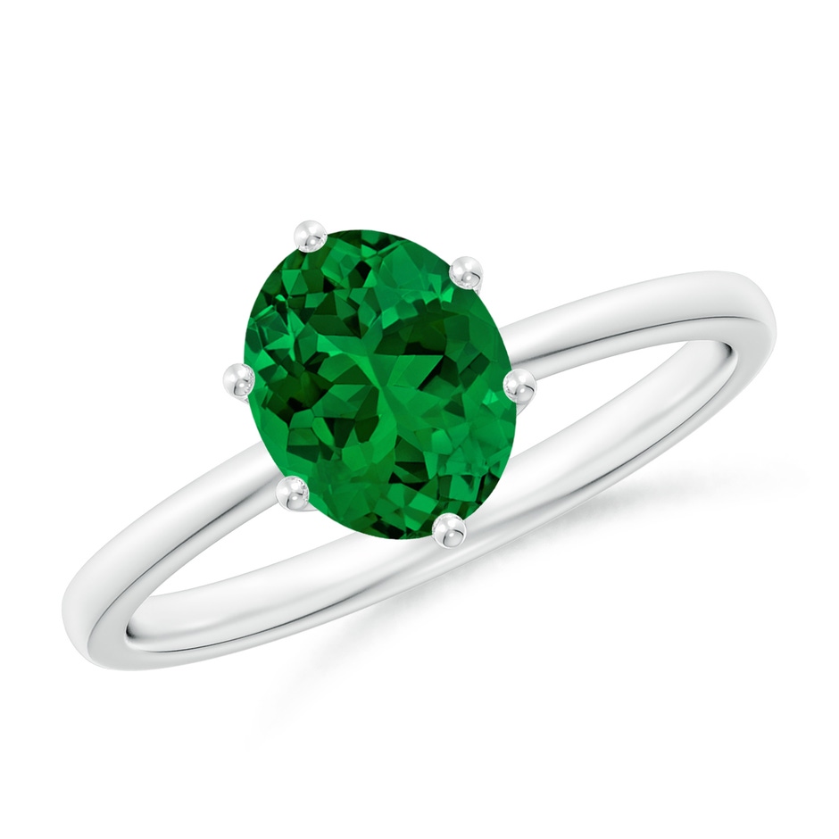 8x6mm Labgrown Lab-Grown Oval Emerald Solitaire Classic Engagement Ring in P950 Platinum 