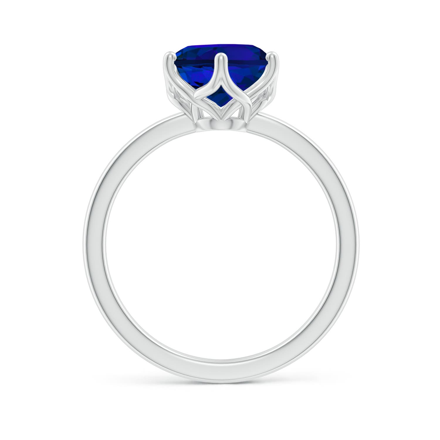 10x8mm Labgrown Six Prong-Set Oval Lab-Grown Blue Sapphire Solitaire Classic Engagement Ring in P950 Platinum - side 3
