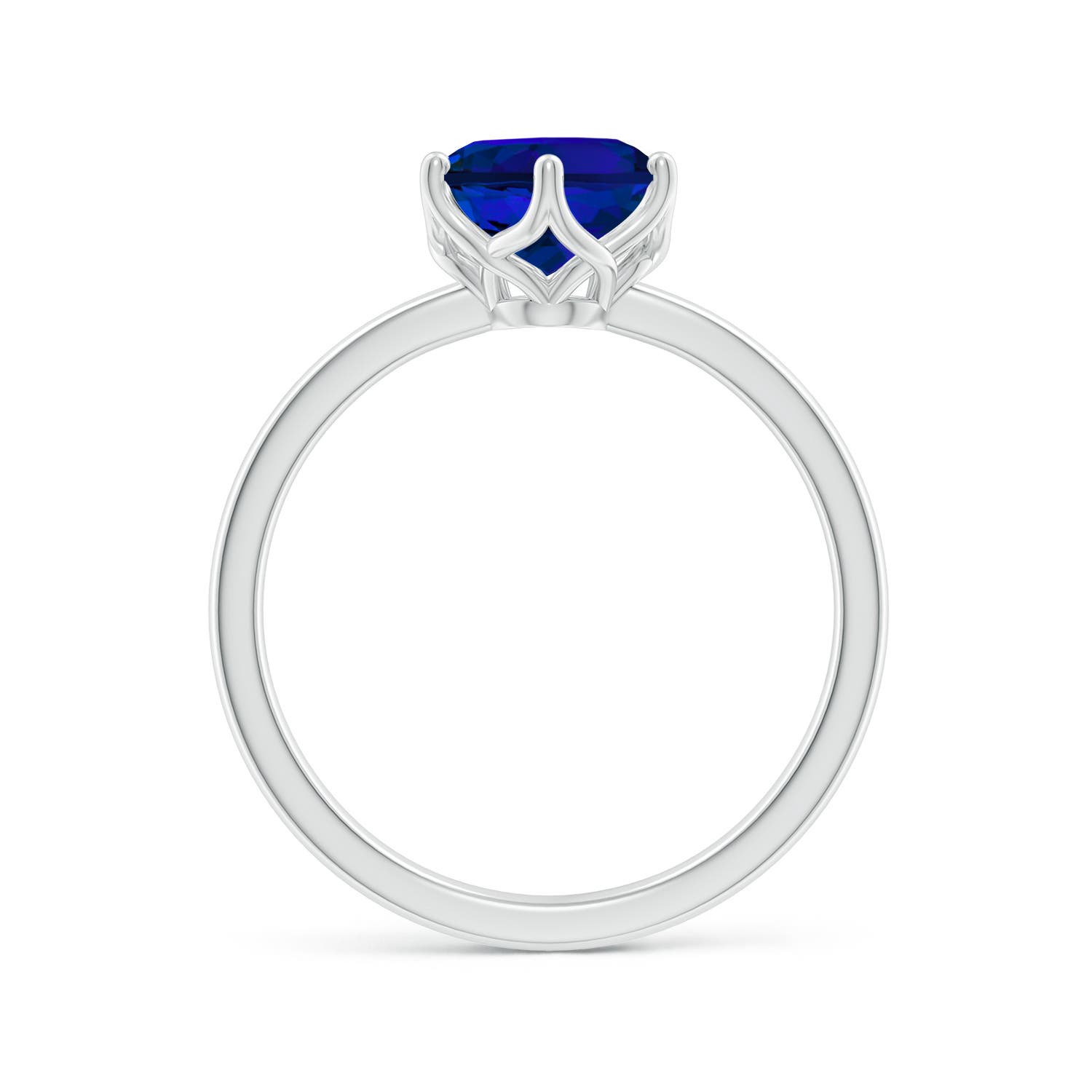 9x7mm Labgrown Six Prong-Set Oval Lab-Grown Blue Sapphire Solitaire Classic Engagement Ring in P950 Platinum