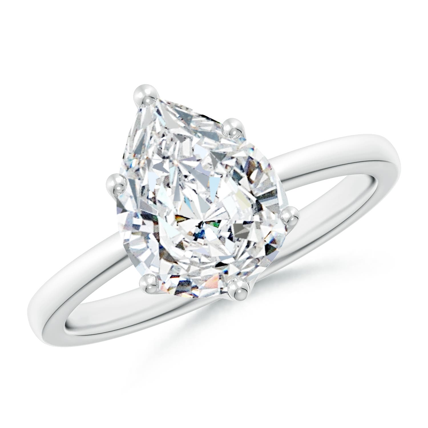 10x8mm FGVS Lab-Grown Pear-Shaped Diamond Solitaire Classic Engagement Ring in 18CT White Gold