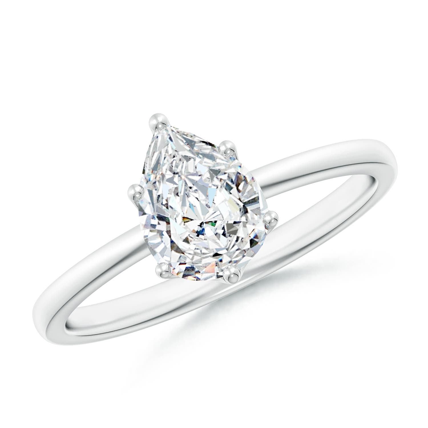 7.7x5.7mm FGVS Lab-Grown Pear-Shaped Diamond Solitaire Classic Engagement Ring in White Gold