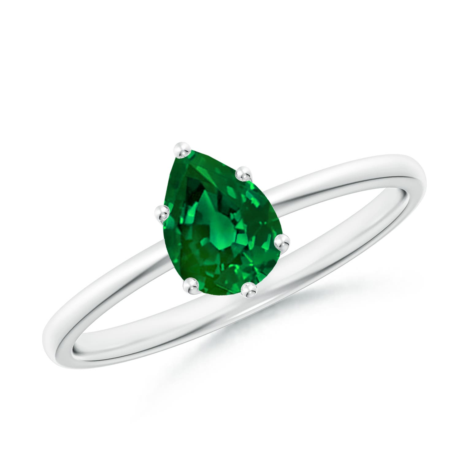 7x5mm Labgrown Lab-Grown Pear-Shaped Emerald Solitaire Classic Engagement Ring in P950 Platinum
