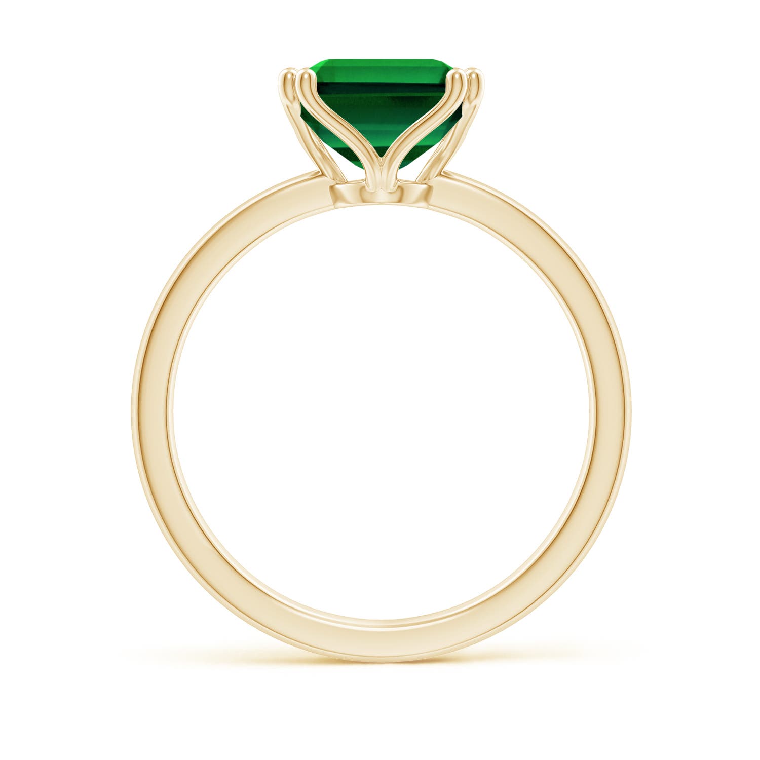 10x8mm Labgrown Lab-Grown Emerald-Cut Emerald Solitaire Classic Engagement Ring in Yellow Gold - side 2