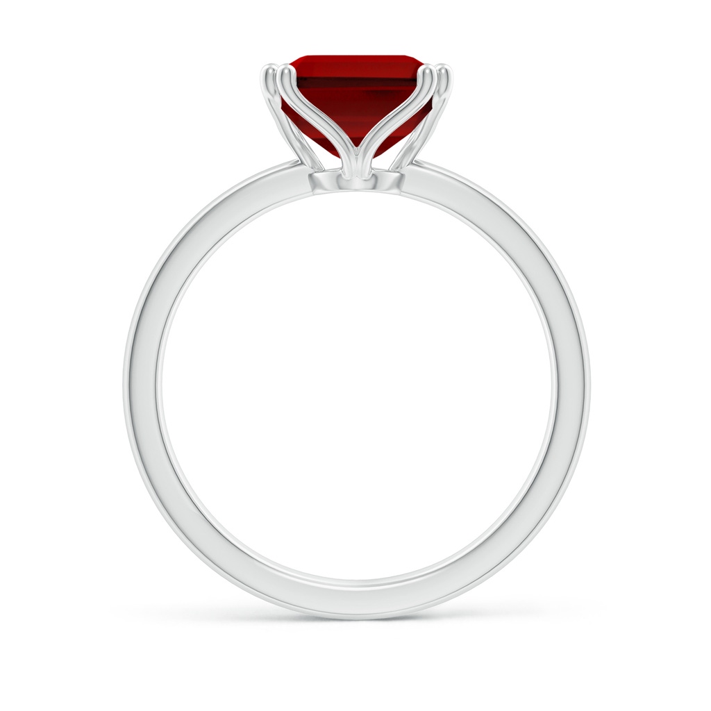 10x8mm Labgrown Lab-Grown Emerald-Cut Ruby Solitaire Classic Engagement Ring in 18K White Gold - side 199