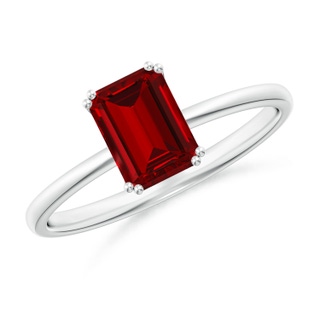 7x5mm Labgrown Lab-Grown Emerald-Cut Ruby Solitaire Classic Engagement Ring in P950 Platinum