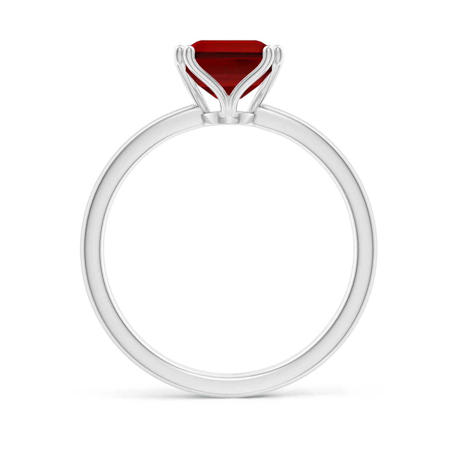 9x7mm Labgrown Lab-Grown Emerald-Cut Ruby Solitaire Classic Engagement Ring in White Gold - side 2