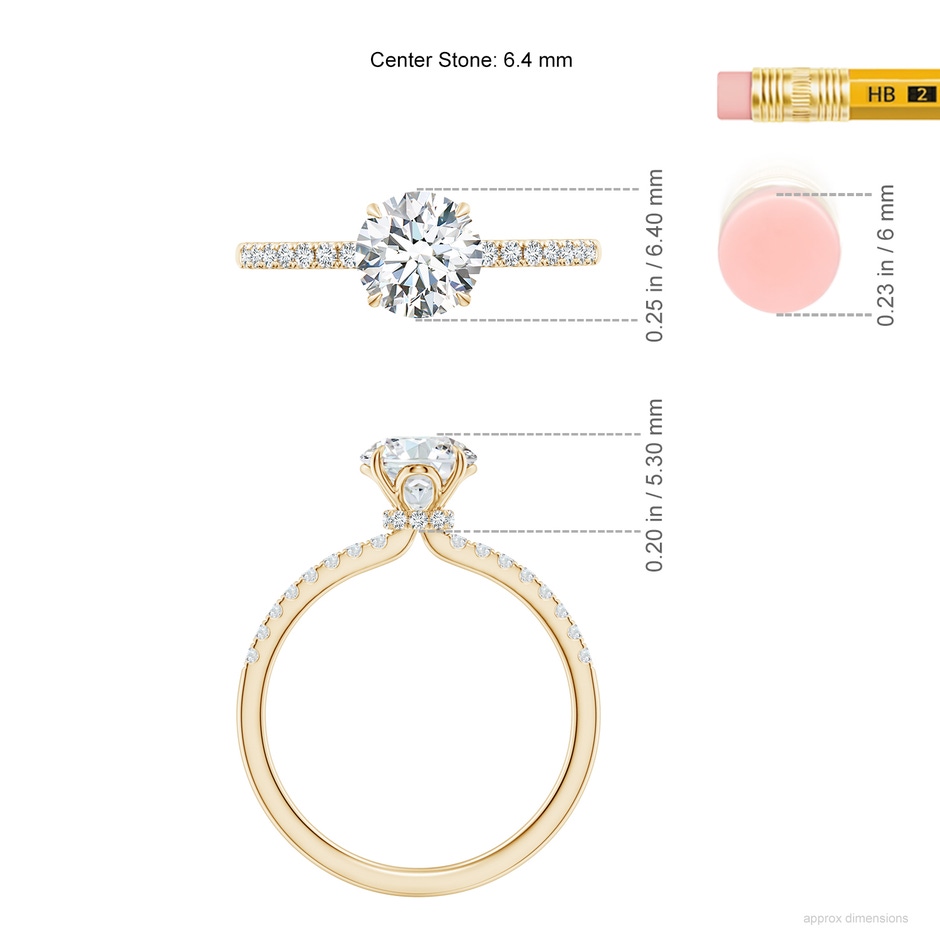 6.4mm FGVS LSR4532D-YG-FGVS-6.4 in Yellow Gold ruler