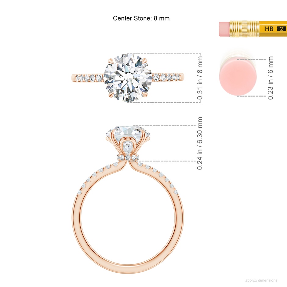 8mm FGVS LSR4532D-RG-FGVS-8 in Rose Gold ruler