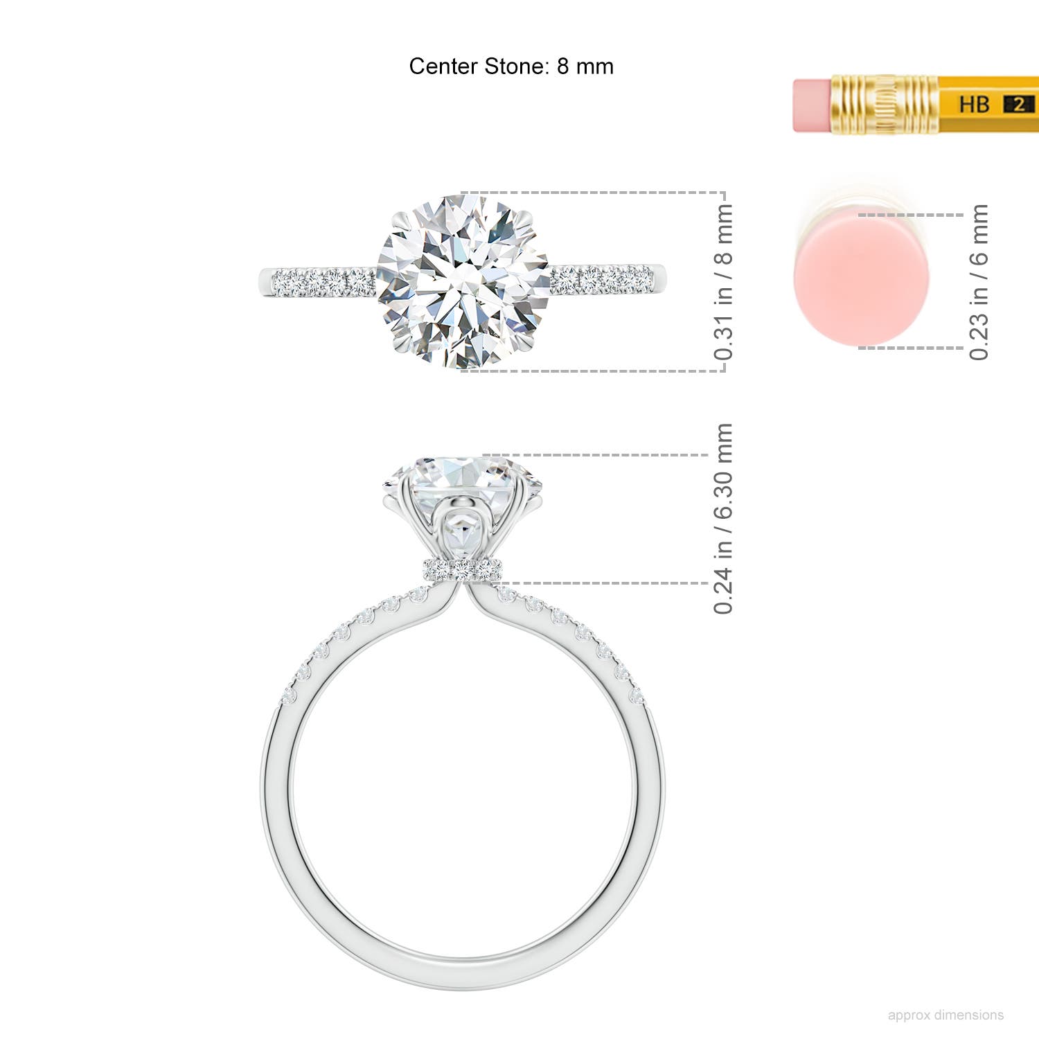 8mm FGVS LSR4532D-WG-FGVS-8 in White Gold - ruler