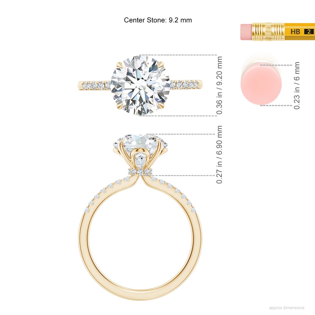 9.2mm FGVS LSR4532D-YG-FGVS-9.2 in Yellow Gold - ruler