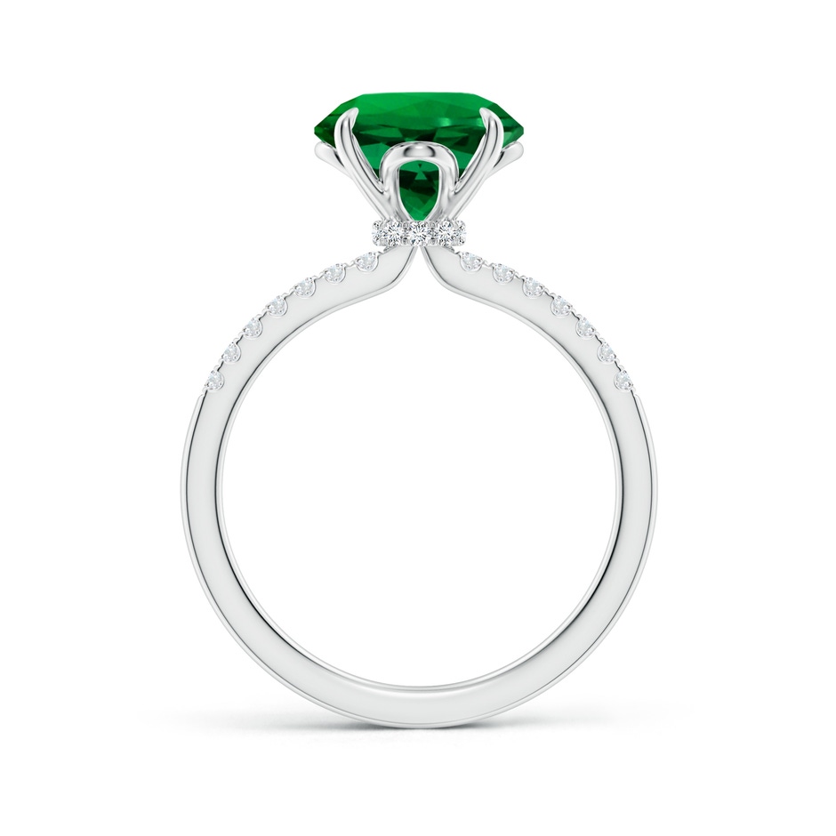 9mm Labgrown Lab-Grown Round Emerald Hidden Halo Engagement Ring in White Gold side 199