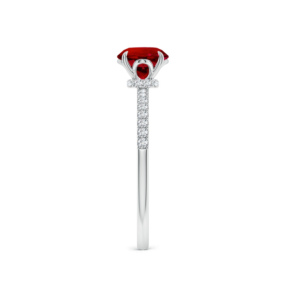 6.5mm Labgrown Lab-Grown Round Ruby Hidden Halo Engagement Ring in 18K White Gold side 299