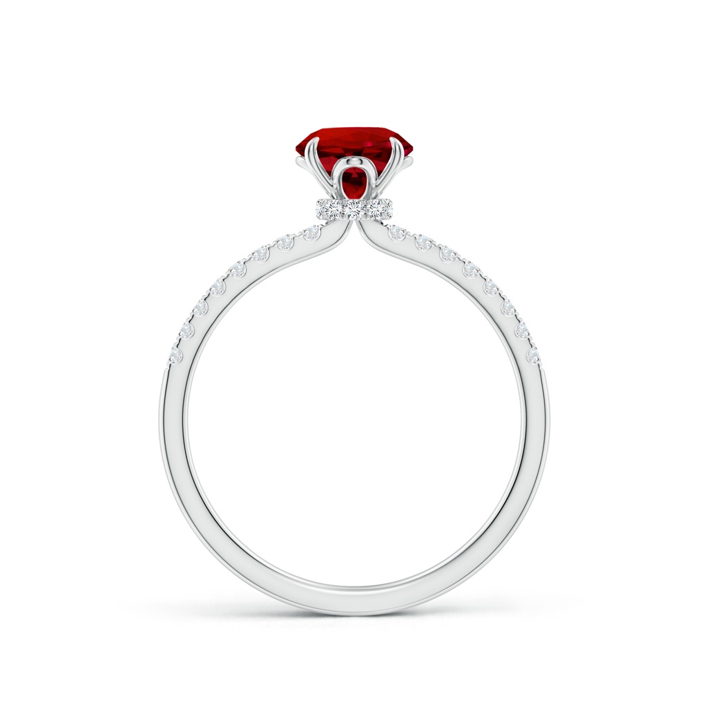 6mm Labgrown Lab-Grown Round Ruby Hidden Halo Engagement Ring in P950 Platinum - side 199