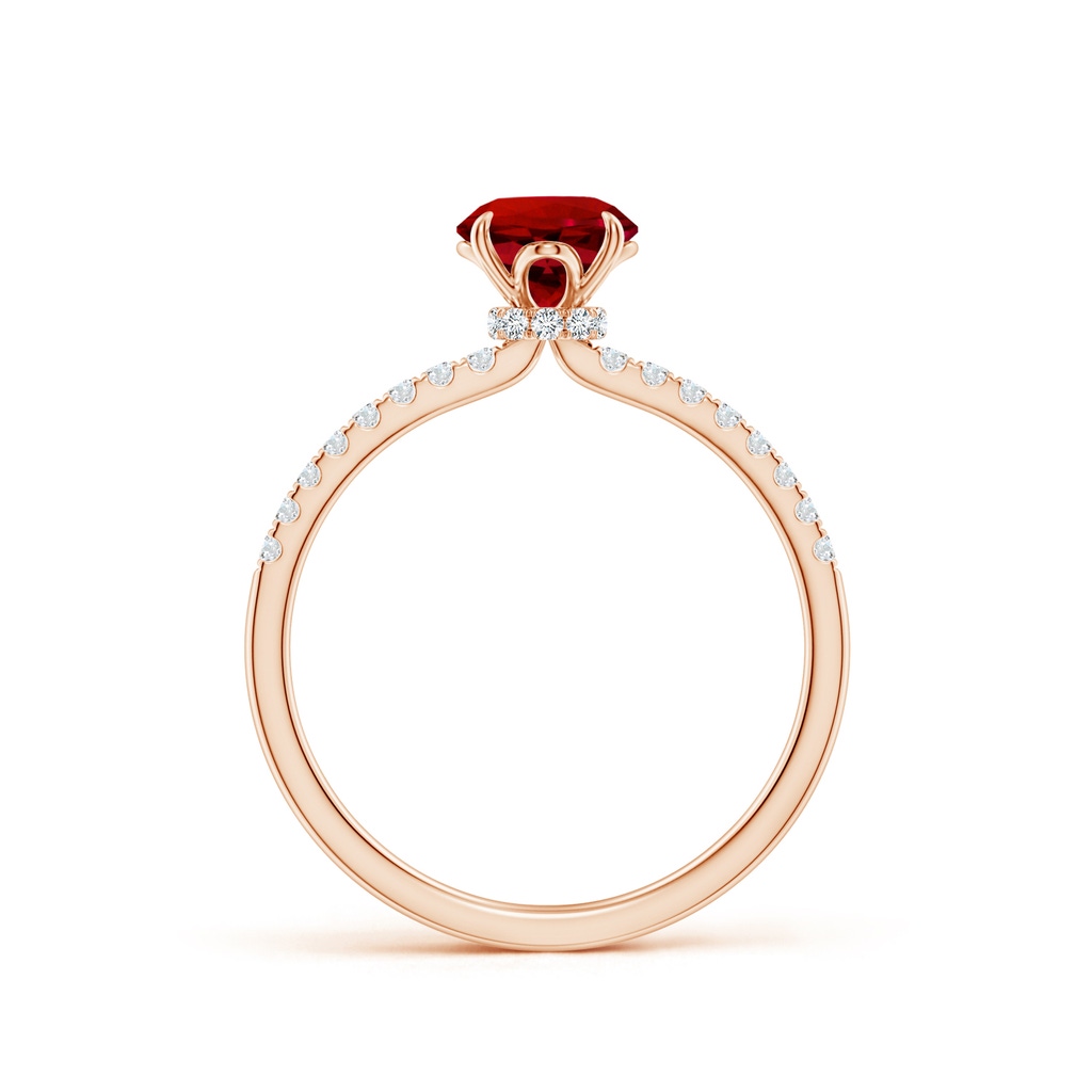 6mm Labgrown Lab-Grown Round Ruby Hidden Halo Engagement Ring in Rose Gold - side 199