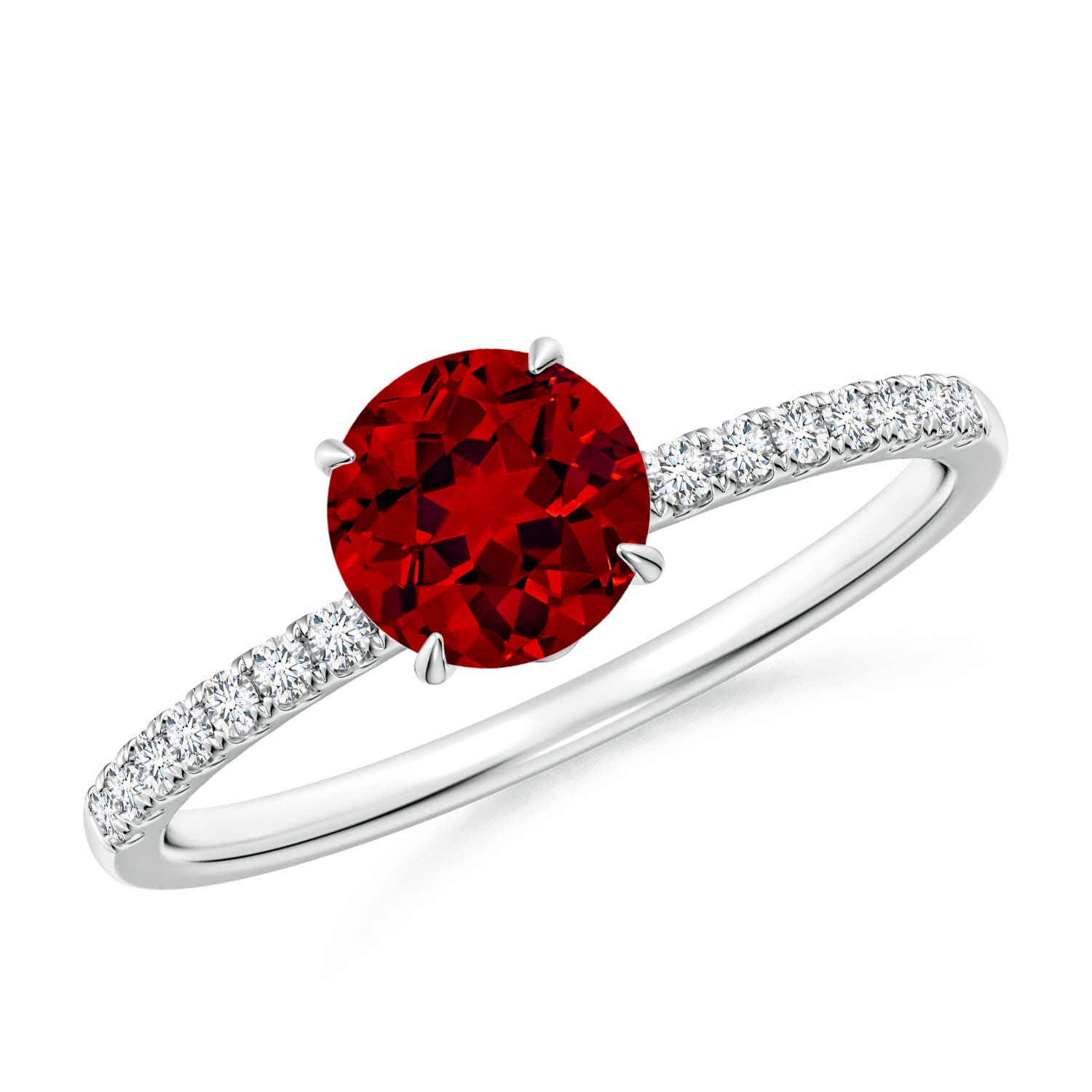 6mm Labgrown Lab-Grown Round Ruby Hidden Halo Engagement Ring in White Gold