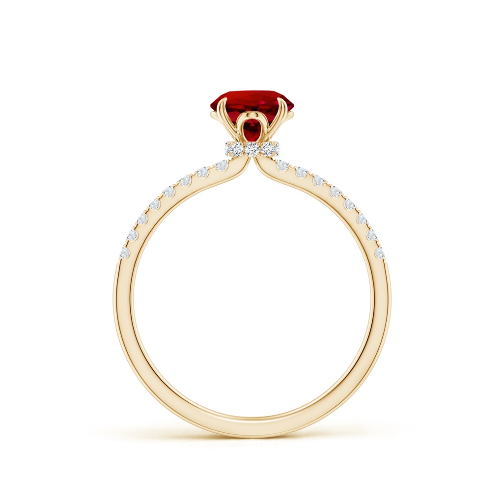 6mm Labgrown Lab-Grown Round Ruby Hidden Halo Engagement Ring in Yellow Gold - side 199