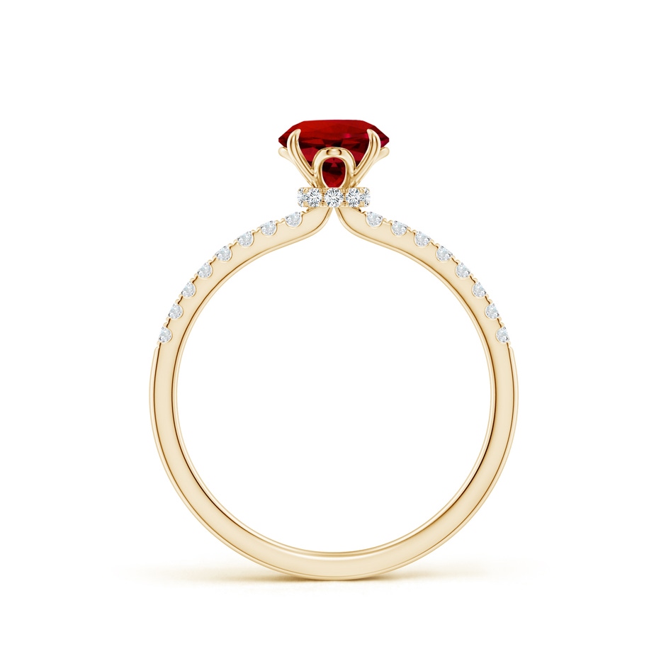 6mm Labgrown Lab-Grown Round Ruby Hidden Halo Engagement Ring in Yellow Gold side 199