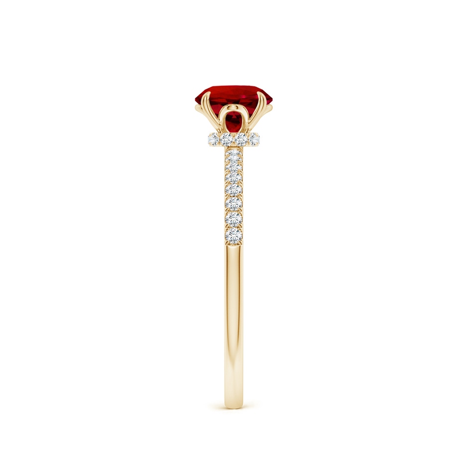 6mm Labgrown Lab-Grown Round Ruby Hidden Halo Engagement Ring in Yellow Gold side 299