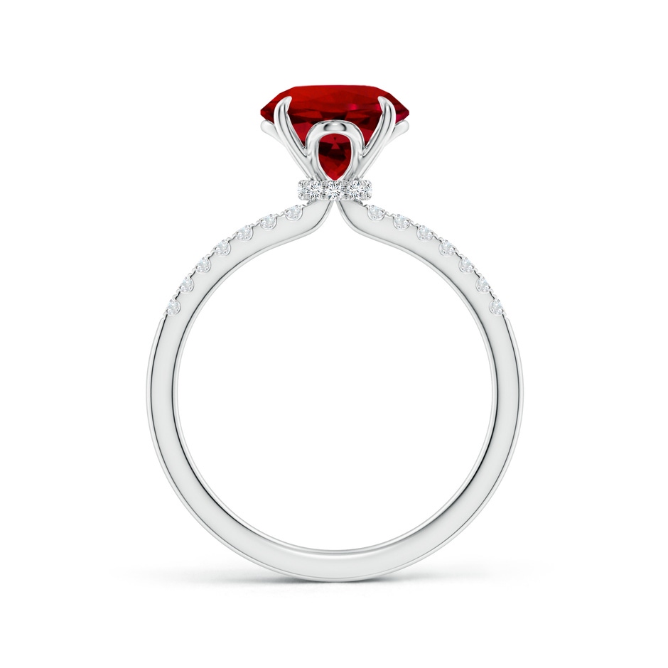 8mm Labgrown Lab-Grown Round Ruby Hidden Halo Engagement Ring in P950 Platinum side 199