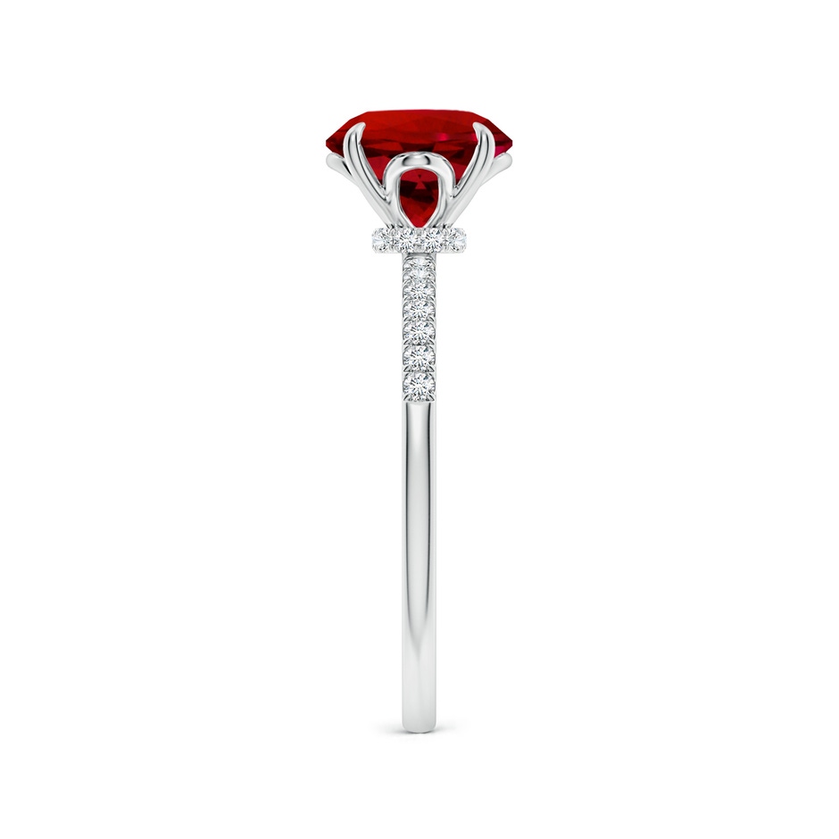 8mm Labgrown Lab-Grown Round Ruby Hidden Halo Engagement Ring in P950 Platinum side 299