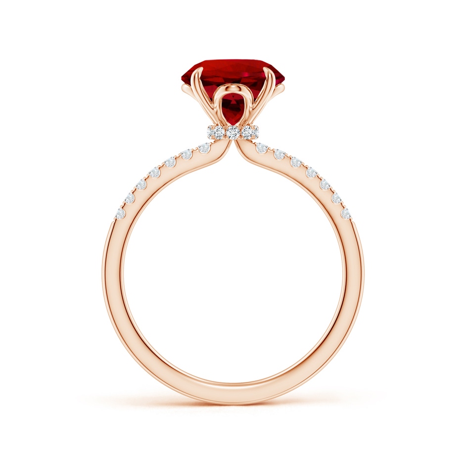 8mm Labgrown Lab-Grown Round Ruby Hidden Halo Engagement Ring in Rose Gold side 199