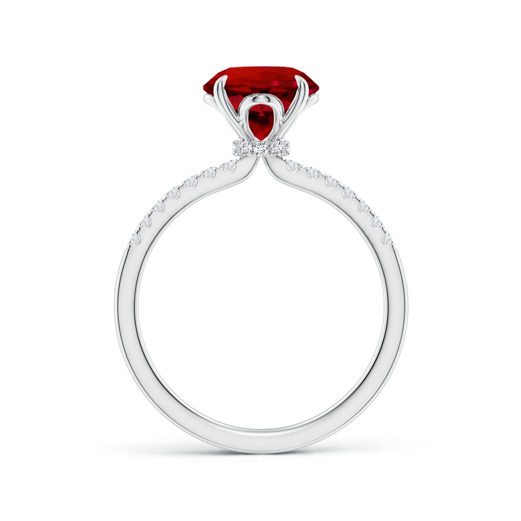 8mm Labgrown Lab-Grown Round Ruby Hidden Halo Engagement Ring in White Gold - side 199
