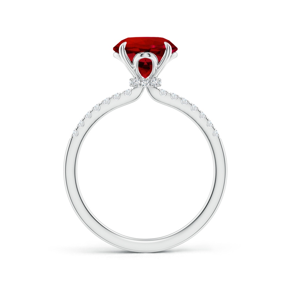 8mm Labgrown Lab-Grown Round Ruby Hidden Halo Engagement Ring in White Gold side 199