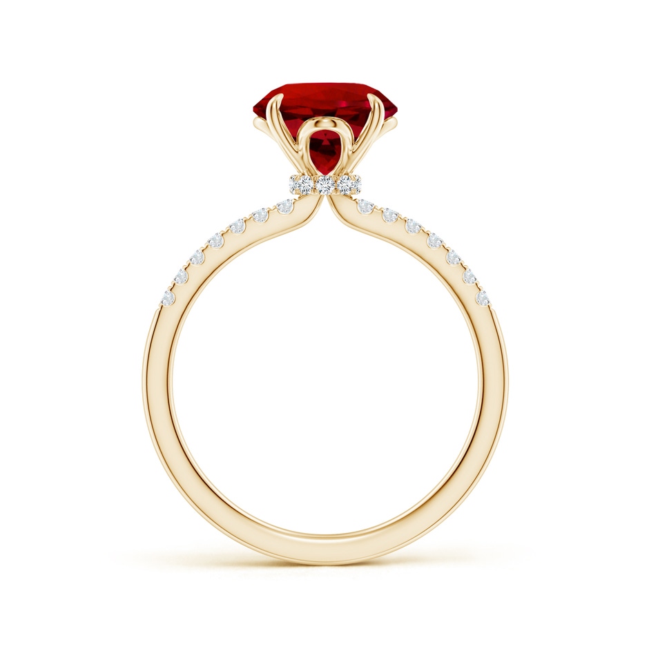 8mm Labgrown Lab-Grown Round Ruby Hidden Halo Engagement Ring in Yellow Gold side 199