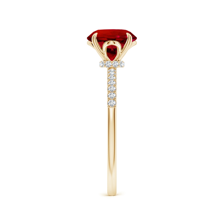 8mm Labgrown Lab-Grown Round Ruby Hidden Halo Engagement Ring in Yellow Gold side 299