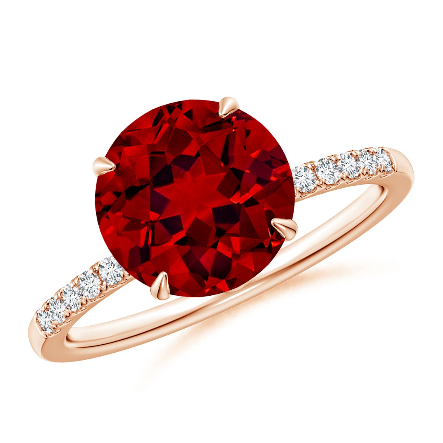 9mm Labgrown Lab-Grown Round Ruby Hidden Halo Engagement Ring in 18K Rose Gold
